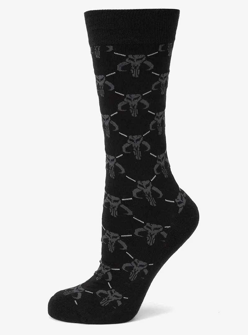 Star Wars Mandalorian Charcoal Gray Dress Socks and Mythosaur Lapel Pin Gift Set