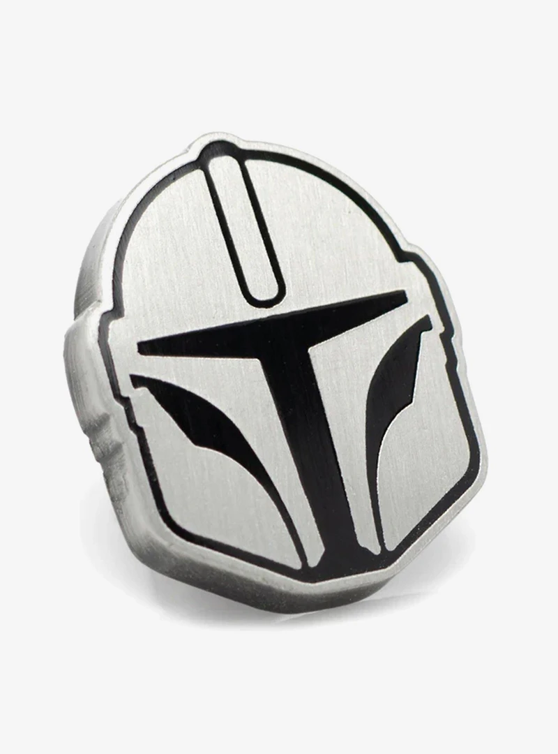 Star Wars Mandalorian Houndstooth Black and White Dress Socks and Lapel Pin Gift Set