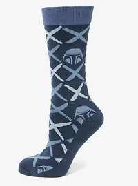 Star Wars Mandalorian Navy Checkered Dress Socks and Lapel Pin Gift Set