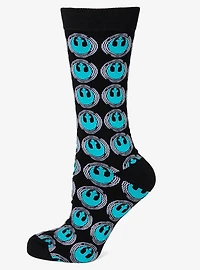 Star Wars Rebel Alliance Crest Teal and Black Dress Socks and Lapel Pin Gift Set