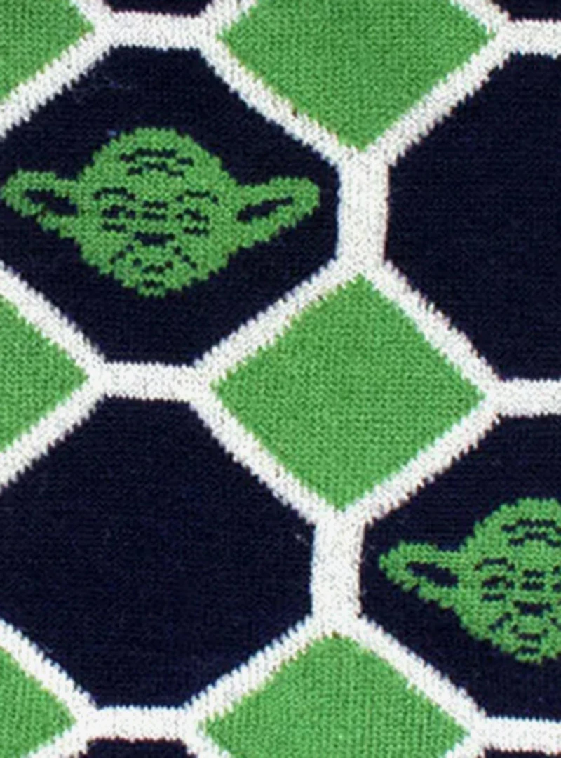 Star Wars Yoda Green and Navy Checkered Dress Socks and Jedi Crest Lapel Pin Gift Set