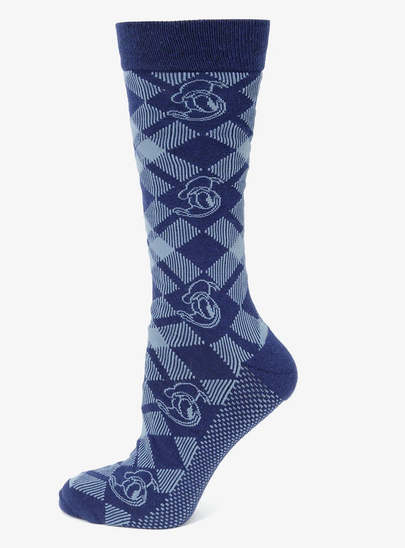 Disney Donald Duck Plaid Socks and Mickey Mouse Blue Lapel Pin Gift Set