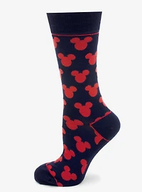 Disney Mickey Mouse Silhouette Blue Sock and Mickey Blue Lapel Pin Gift Set