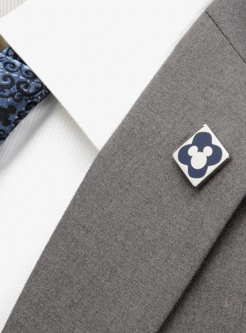 Disney Mickey Mouse Silhouette Chevron Sock and Mickey Blue Lapel Pin Gift Set