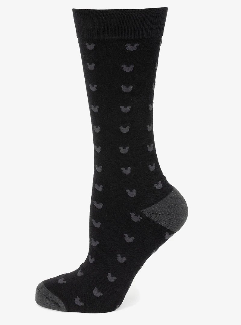 Disney Mickey Mouse Silhouette Motif Black Sock and Mickey Blue Lapel Pin Gift Set