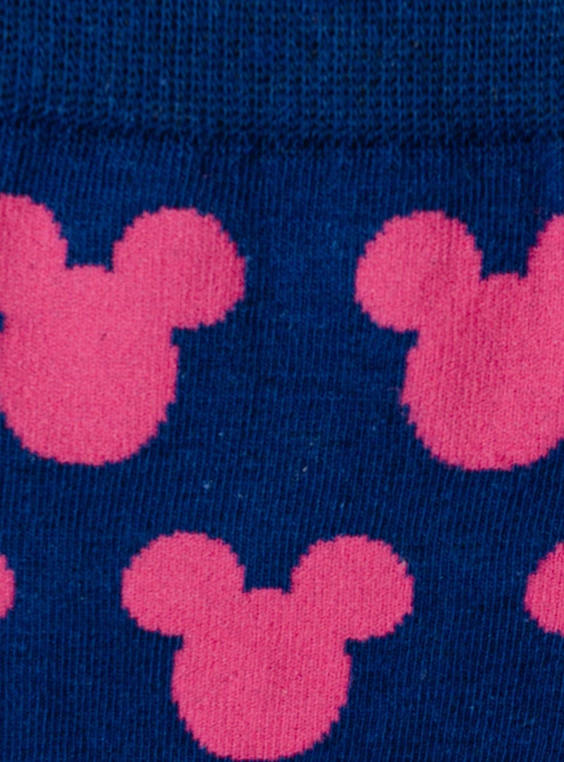 Disney Mickey Mouse Silhouette Pink Sock and Mickey Blue Lapel Pin Gift Set