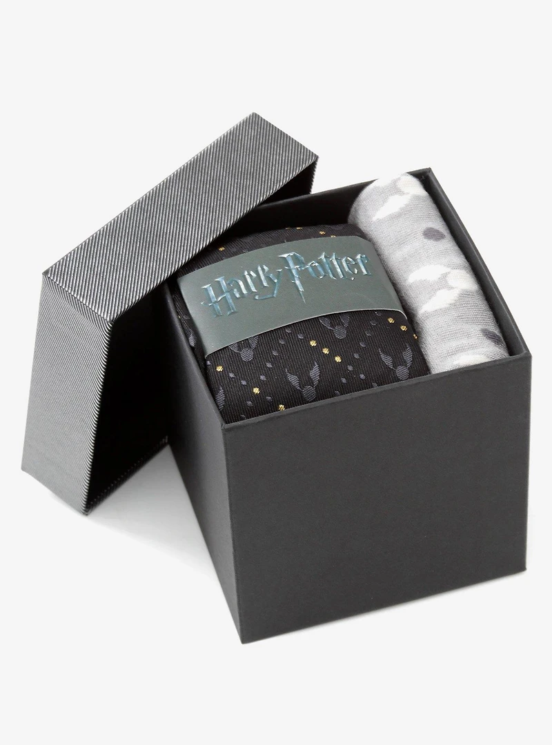Harry Potter Golden Snitch Silk Black Necktie Gift Set