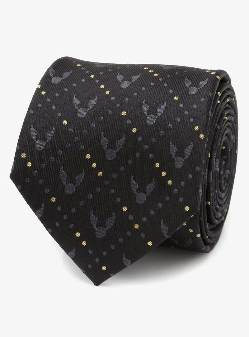 Harry Potter Golden Snitch Silk Black Necktie Gift Set
