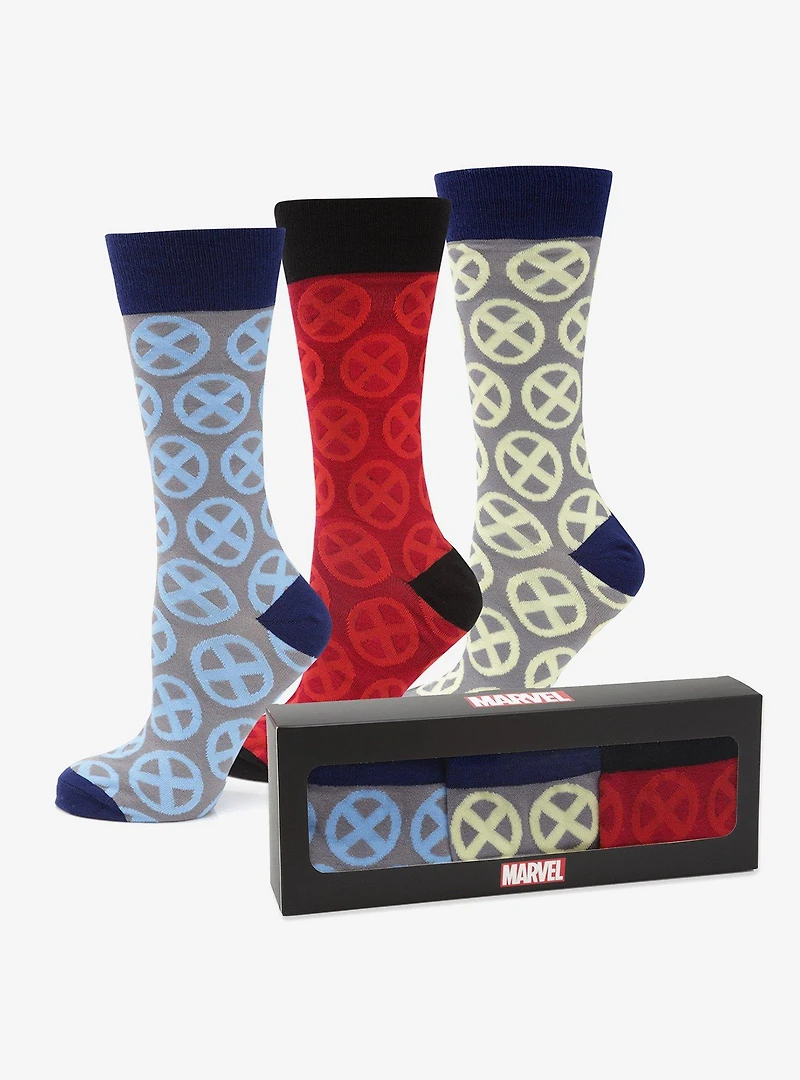 Marvel X-Men Socks 3 Pack with Lapel Pin Gift Set