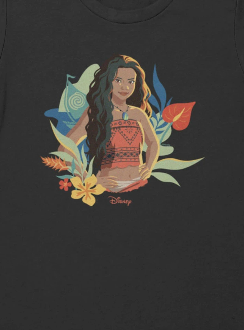 Disney Moana Floral Portrait Womens T-Shirt