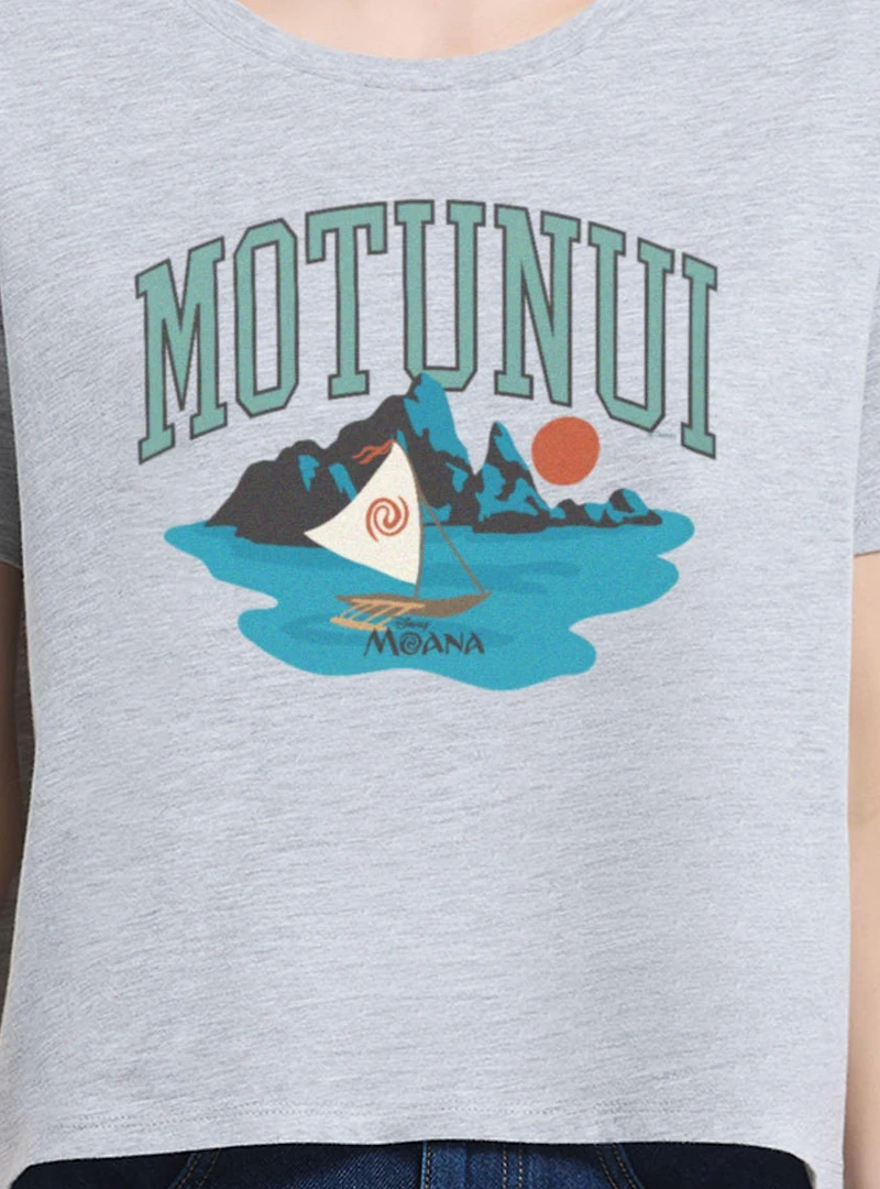 Disney Moana Motunui Boat Horizon Womens Boxy Crop T-Shirt Box Lunch Exclusive