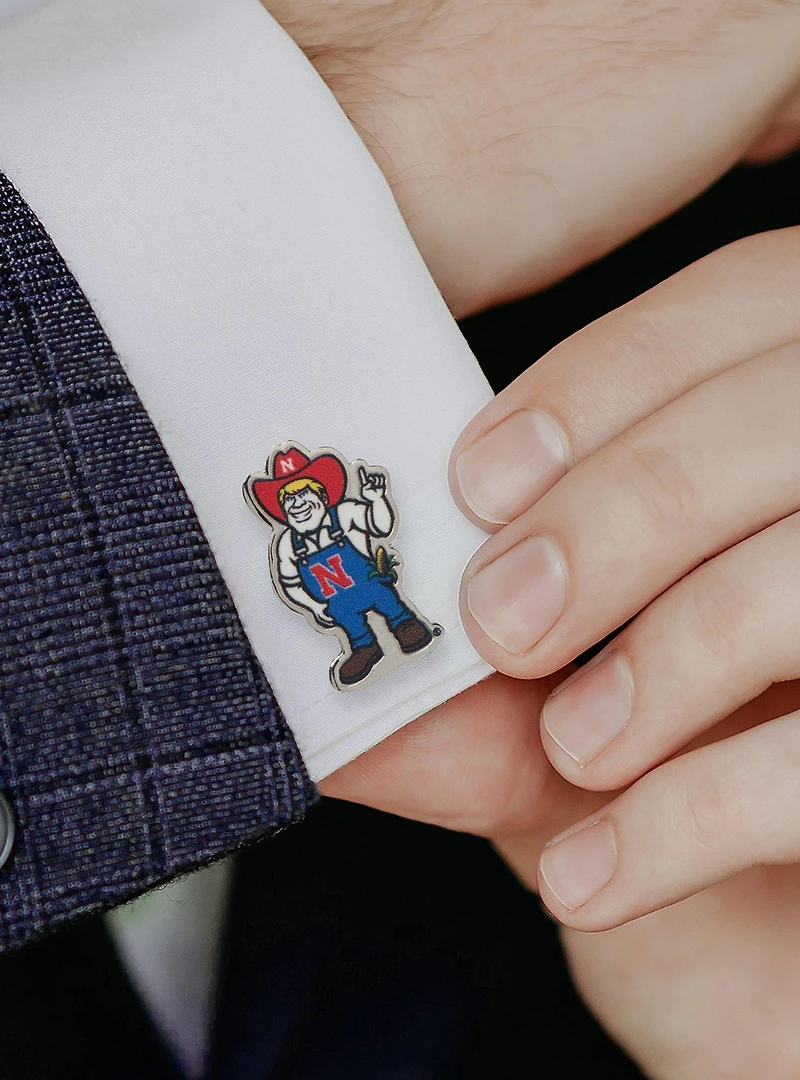 NCAA Nebraska Herbie Husker Mascot Cufflinks