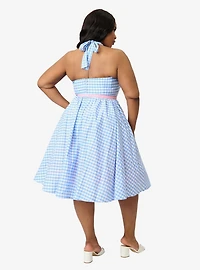 Disney Mickey & Friends Collection by Unique Vintage Plus Blue Gingham Cotton Halter Swing Dress