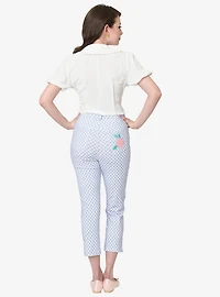 Disney Mickey & Friends Collection by Unique Vintage Blue Gingham Rachelle Capri Pants