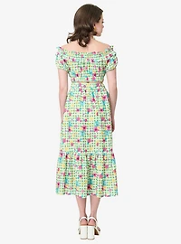 Disney Princess Collection by Unique Vintage Green Gingham Tiered Midi Skirt