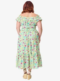 Disney Princess Collection by Unique Vintage Plus Green Gingham Tiered Midi Skirt