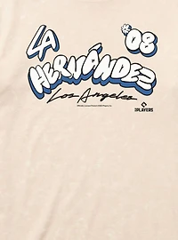 MLB Los Angeles Dodgers Enrique Kike Hernandez Bubble Letters 08 Mineral Wash T-Shirt Box Lunch Exclusive