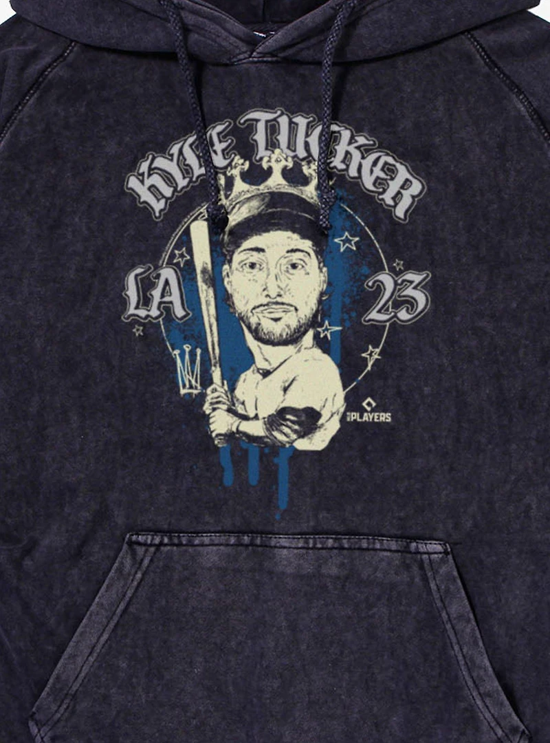 MLB Los Angeles Dodgers Kyle Tucker Caricature LA 23 Vintage Mineral Washed Hoodie Box Lunch Exclusive