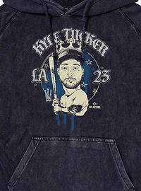 MLB Los Angeles Dodgers Kyle Tucker Caricature LA 23 Vintage Mineral Washed Hoodie Box Lunch Exclusive