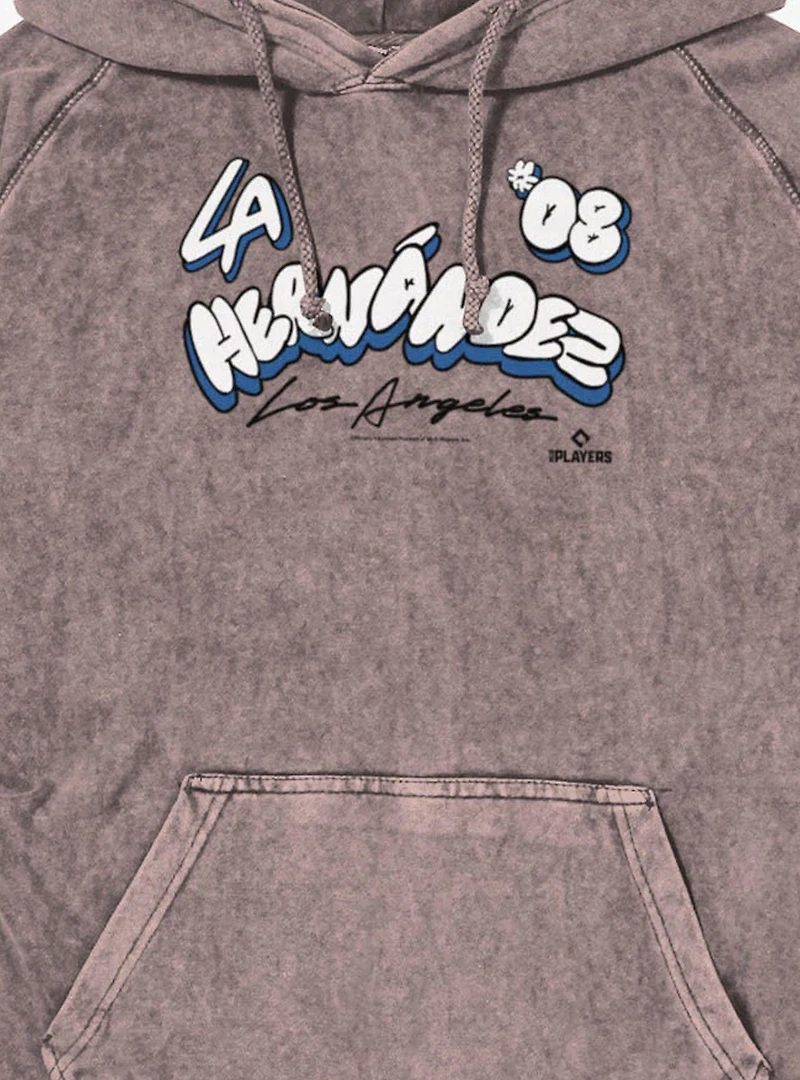 MLB Los Angeles Dodgers Enrique Kike Hernandez Bubble Letters 08 Vintage Mineral Washed Hoodie Box Lunch Exclusive