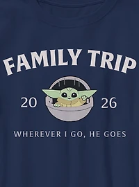 Star Wars The Mandalorian Family Trip 2026 Wherever I Go He Goes Grogu Youth T-Shirt