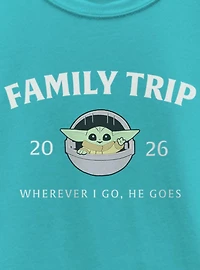 Star Wars The Mandalorian Family Trip 2026 Wherever I Go He Goes Grogu Youth Girls T-Shirt