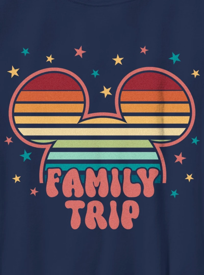 Disney Mickey Mouse Head Colorful Stars Family Trip Youth T-Shirt