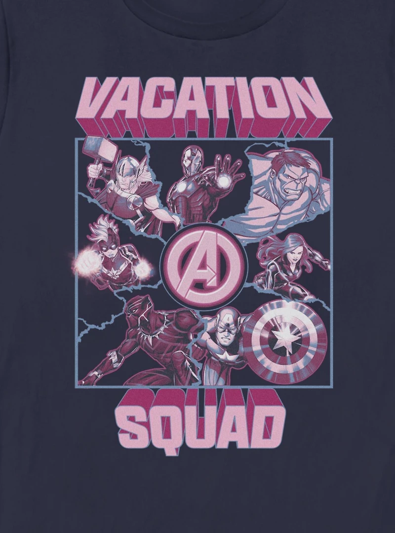 Marvel Avengers Vacation Squad Square Womens T-Shirt