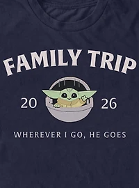 Star Wars The Mandalorian Family Trip 2026 Wherever I Go He Goes Grogu T-Shirt