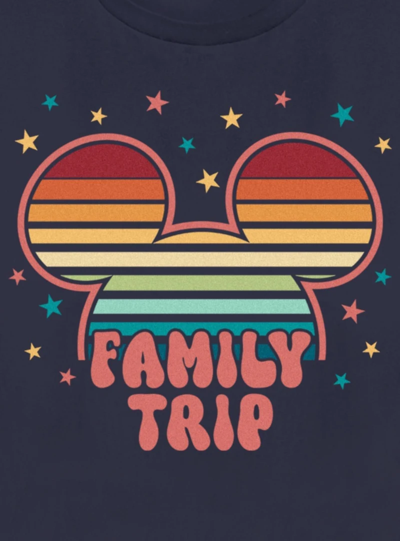 Disney Mickey Mouse Head Colorful Stars Family Trip Womens T-Shirt