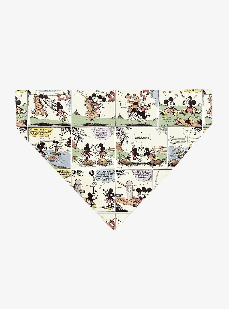 Disney Mickey and Minnie Mouse Vintage Comic Strip Scenes Slip On Collar Pet Bandana - Bandana Only