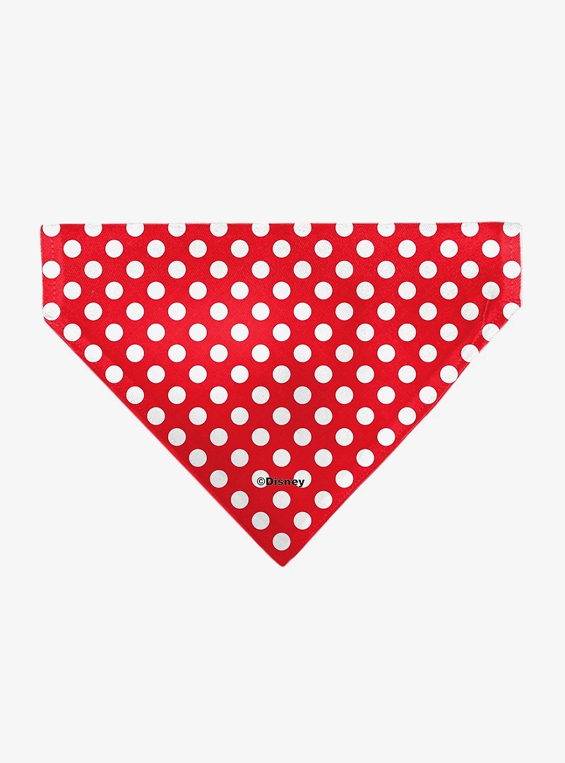 Disney Minnie Mouse Autograph Script Polka Dot Red White Slip On Collar Pet Bandana - Bandana Only
