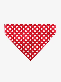 Disney Minnie Mouse Autograph Script Polka Dot Red White Slip On Collar Pet Bandana - Bandana Only