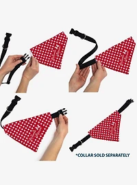 Disney Minnie Mouse Autograph Script Polka Dot Red White Slip On Collar Pet Bandana - Bandana Only