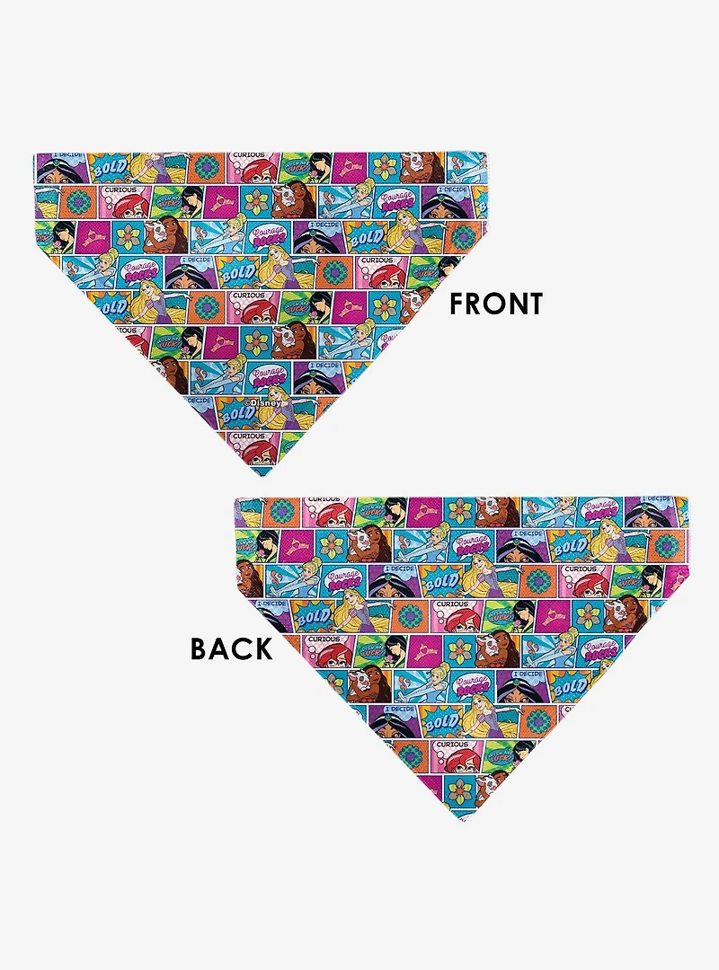 Disney Princess Pose and Quote Pop Art Blocks Slip On Collar Pet Bandana - Bandana Only