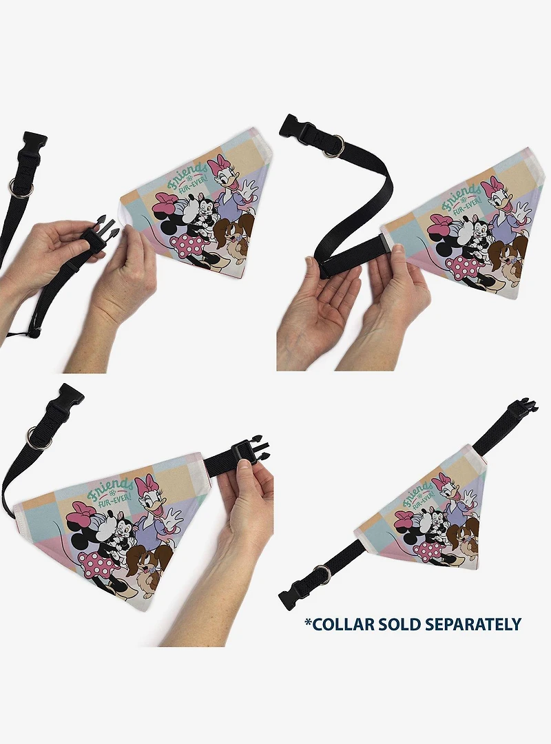 Disney Minnie Mouse Daisy Duck Friends Fur Ever Slip On Collar Pet Bandana - Bandana Only