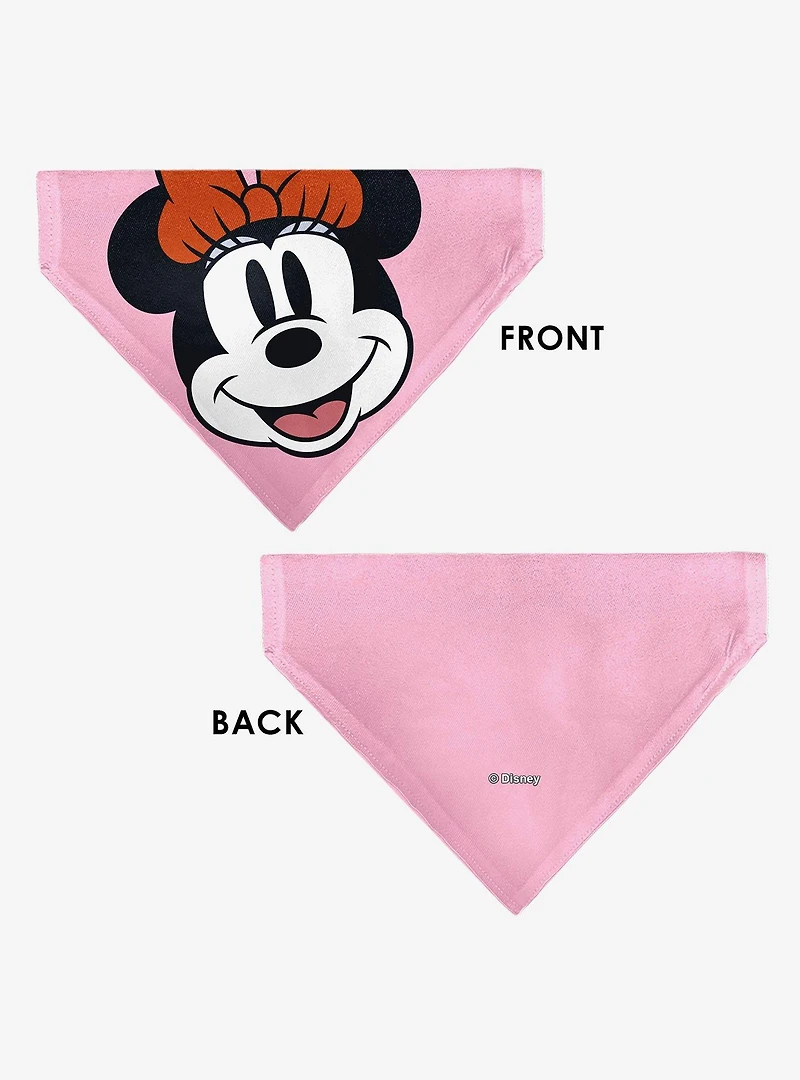 Disney Minnie Mouse Smiling Face Close Up Slip On Collar Pet Bandana - Bandana Only