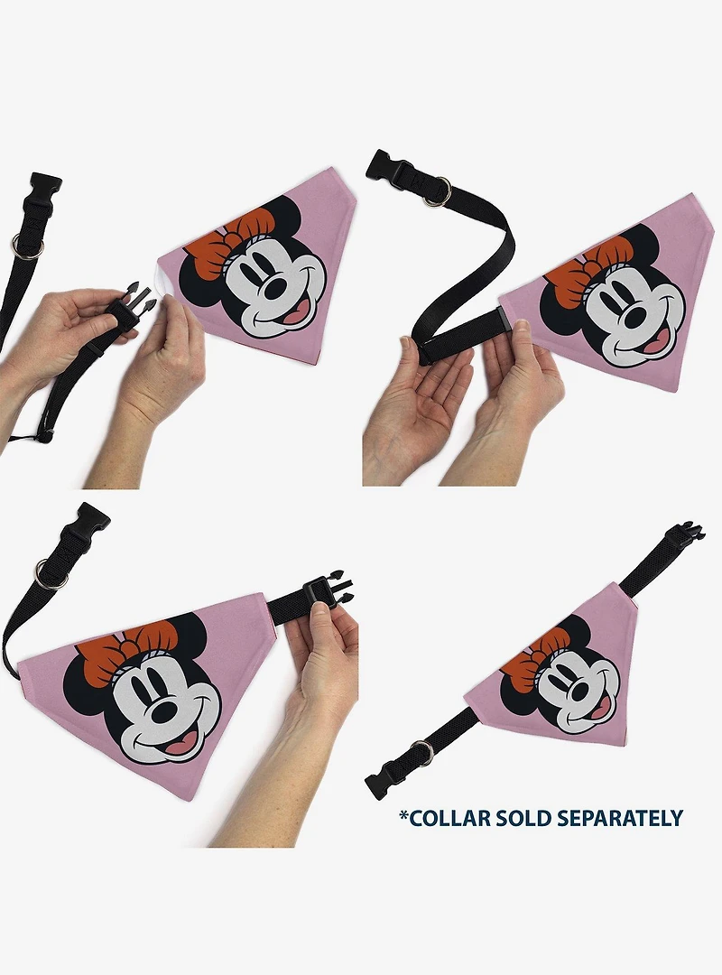 Disney Minnie Mouse Smiling Face Close Up Slip On Collar Pet Bandana - Bandana Only