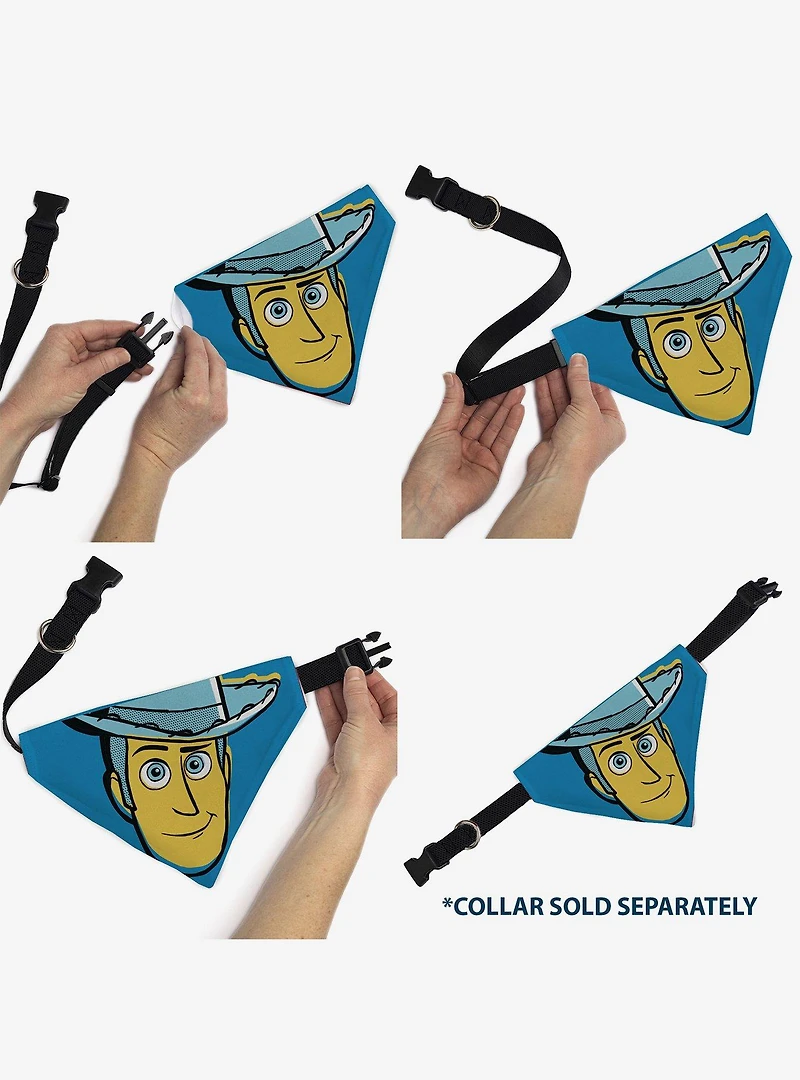 Disney Toy Story Woody Pop Art Face Close Up Slip On Collar Pet Bandana - Bandana Only
