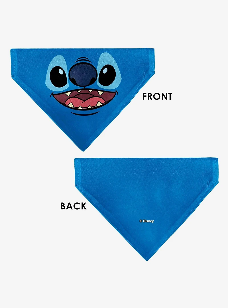 Disney Stitch Smiling Face Character Close Up Slip On Collar Pet Bandana - Bandana Only