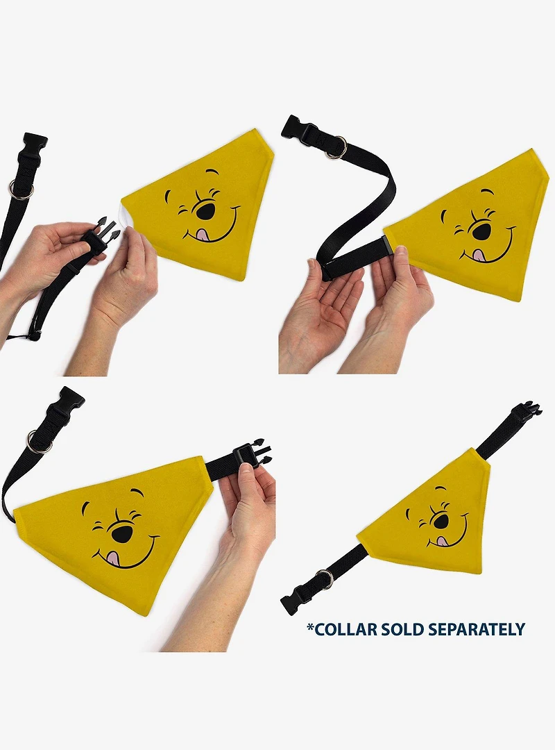 Disney Winnie the Pooh Winking Smiling Face Golden Slip On Collar Pet Bandana - Bandana Only