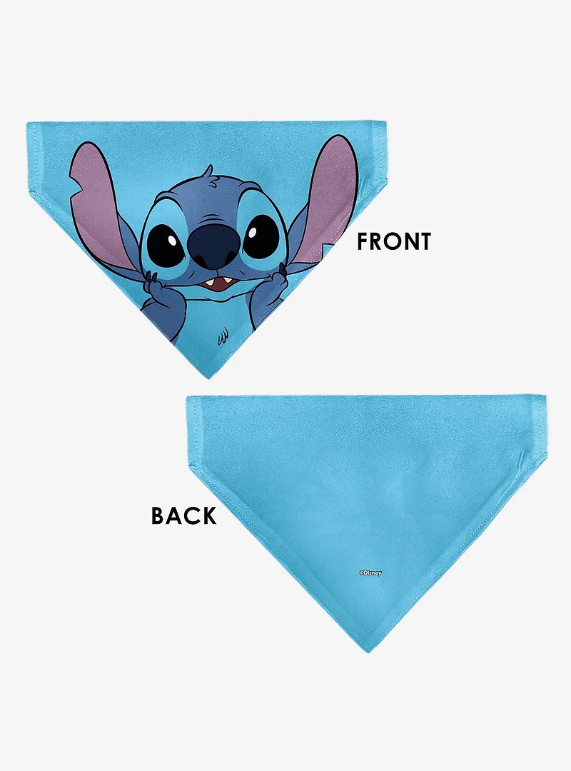 Disney Stitch Grinning Pose Blue Slip On Collar Pet Bandana - Bandana Only