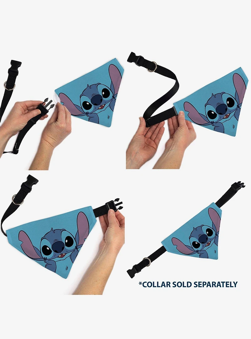 Disney Stitch Grinning Pose Blue Slip On Collar Pet Bandana - Bandana Only