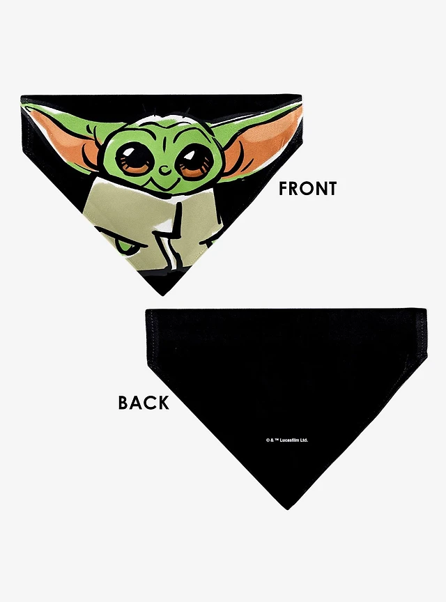 Star Wars Grogu Baby Yoda Smiling Impression Painting Slip On Collar Pet Bandana - Bandana Only