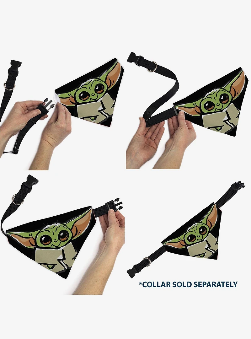 Star Wars Grogu Baby Yoda Smiling Impression Painting Slip On Collar Pet Bandana - Bandana Only