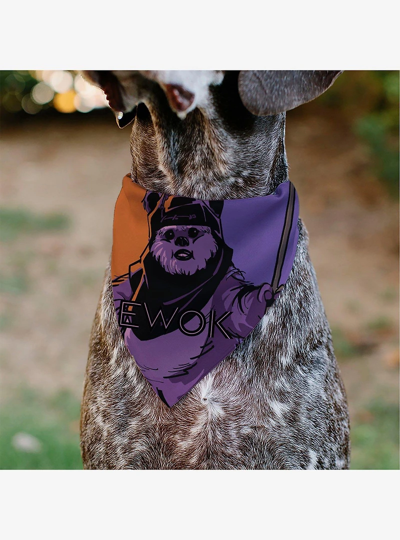 Star Wars Ewok Text and Wicket Pop Art Slip On Collar Pet Bandana - Bandana Only
