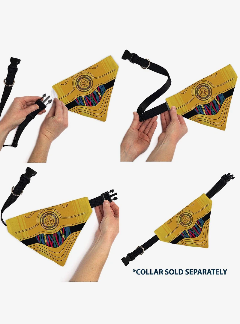 Star Wars C3PO Character Close Up Slip On Collar Pet Bandana - Bandana Only