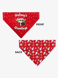 Star Wars Holiday Grogu Baby Yoga Galaxy Greeting Icons Red Slip On Collar Pet Bandana - Bandana Only