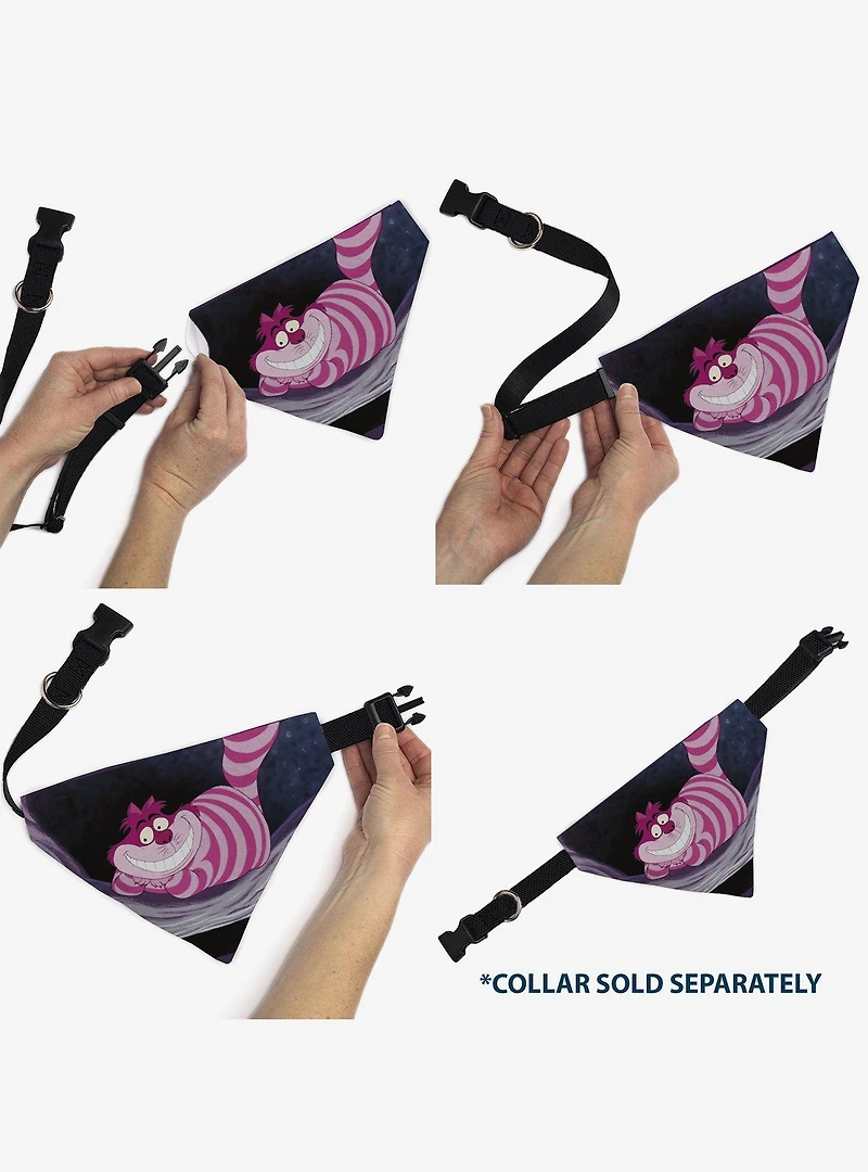 Disney Alice in Wonderland Cheshire Cat Smiling Pose Slip On Collar Pet Bandana - Bandana Only