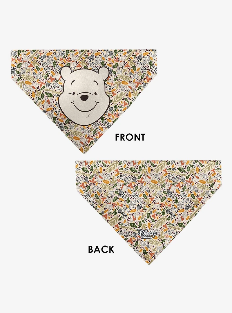 Disney Winnie the Pooh Smiling Face Foliage Collage Slip On Collar Pet Bandana - Bandana Only